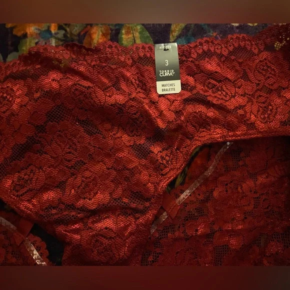 Torrid 2 pair! Size 3 NWT Red lace panties lingerie open back lace detail 2 pair - Picture 9 of 11